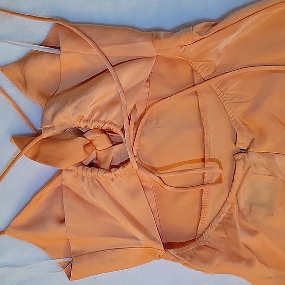 HELLO MOLLY Started With A Kiss Midi Dress Orange Size 4/Small - Picture 9 of 10